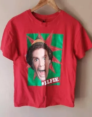 Buy Mens Red Cotton Christmas T-Shirt Elf  #Elfie Logo Chest 36 Inch New No Tags • 4.75£