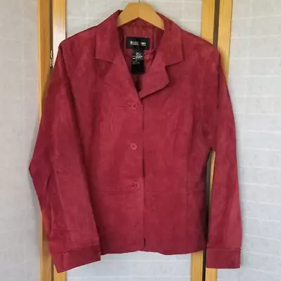 Buy Brandon Thomas Leather Jacket Suede Blazer Berry Lined Single Breasted Large • 31.18£