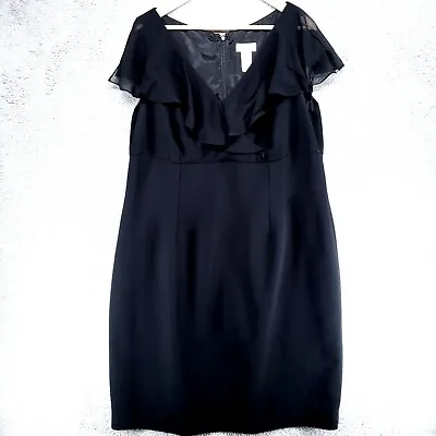 Buy Liz Claiborne Lace Sheer Overlay Short Sleeve Black Cocktail Midi Dress Women 16 • 17£