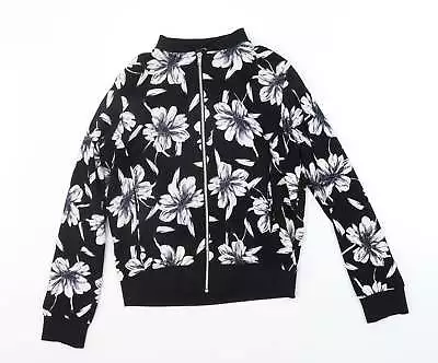 Buy New Look Womens Black Floral Jacket Size 8 Zip • 8£