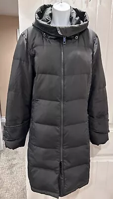 Buy Calvin Klein Black Long Down Puffer Coat With Hood, Size L • 10.25£