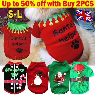 Buy Pet Christmas Clothes Puppy Dog Jumper Mini Yorkie Cat T Shirt Outfit Xmas Gifts • 4.59£