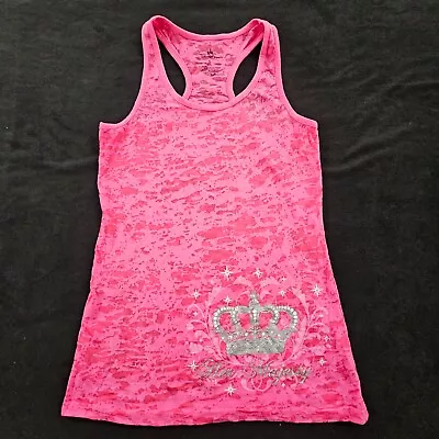 Buy Her Majesty Disney Parks Authentic Pink Cotton Blend Burnout Tank Top Women's L • 11.32£