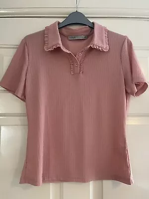 Buy Oasis Pastel Pink Short Sleeve Stretchy Polo T-Shirt, Size Medium (UK 10/12) NEW • 8£