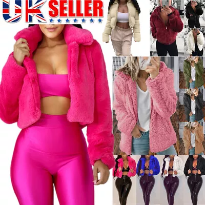Buy Women Winter Fluffy Fleece Coat Faux Fur Fleece Jacket Warm Outwear Fleece UK • 18.99£
