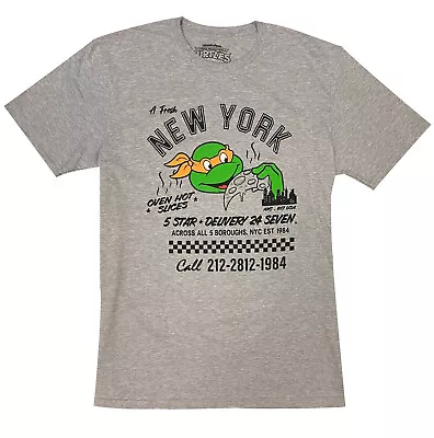 Buy Teenage Mutant Ninja Turtles New York 24/7 Pizza Grey Marl Adult T-Shirts NEW • 14.99£
