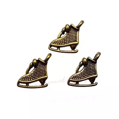 Buy 25 Pcs - Golden Tibetan  Ice Skate Charms Jewellery Craft Frozen Dancing - J128 • 2.30£
