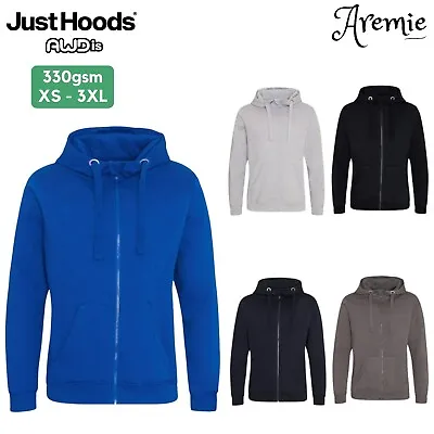 Buy AWDis Mens Heavyweight Full Zip Up Hoodie Sweatshirt | Warm Pullover Jumper • 29.28£