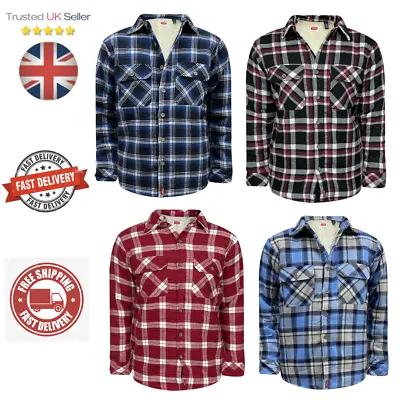 Buy Men's Wrangler Fleece Lined Warm Jacket Padded Sherpa Lumberjack Fur Lined Shirt • 16.99£