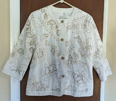 Buy Alfred Dunner Petites Embroidered Jacket Button Down 100% Cotton Size 14P GUC • 11.56£