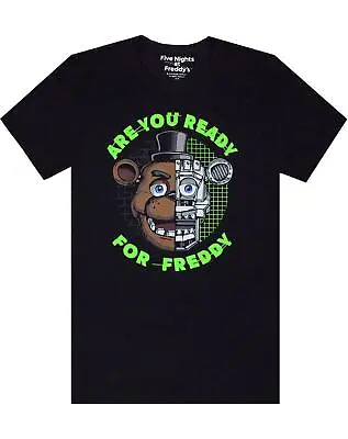 Buy Five Nights At Freddy's FNAF Are You Ready For Freddy Boy's Black T-shirt • 13.99£