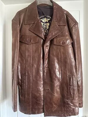 Buy Men’s Next Leather Jacket Size Xl Tan Brown • 49.99£
