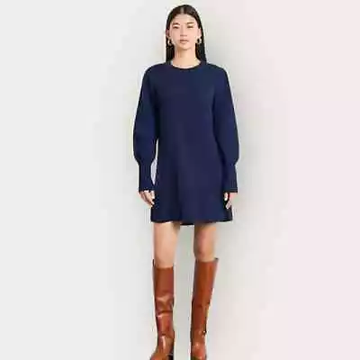 Buy Hill House The Sylvie Mini Sweater Dress | Medium Blue Wool Christmas Holiday  • 117.65£