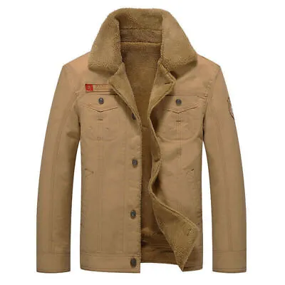 Buy New Men Trucker Denim/Jean Jacket Fleece Lined Winter Warm Faux Fur Collar Coat • 39.76£