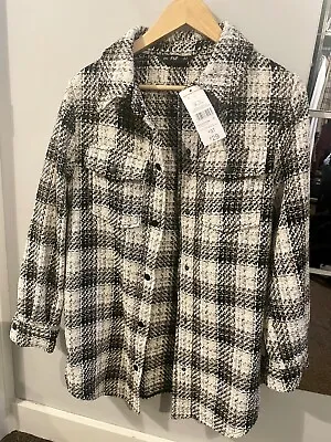 Buy Woven Checkered Shirt Jacket Uk Size 6 Loose Fit Tesco F&F (Zara Newlook H&M)  • 25£