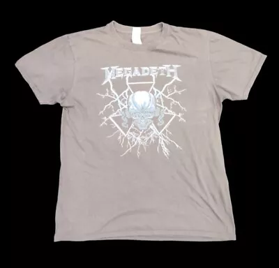 Buy Megadeth Electric Vic Grey T-Shirt - Band Metal Concert - Size Large • 20£