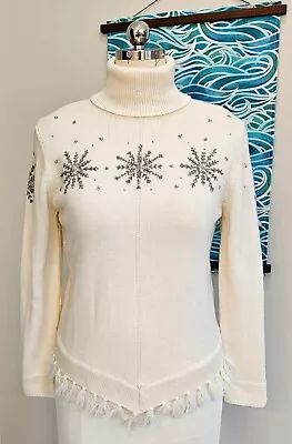 Buy Alfred Dunner Off-White Snowflake Turtleneck Sweater - Size PL • 11.84£