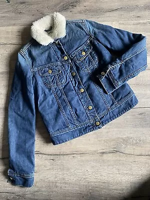 Buy Lee Jeans Denim Jacket, Cream Faux Fur Sherpa Lined Inside And Collar, Size XS • 25£