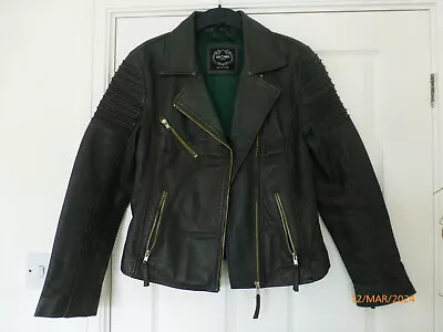 Buy Ladies Women Vintage Style Soft Washed Real Leather Biker Jacket Slim Fit Size L • 45£