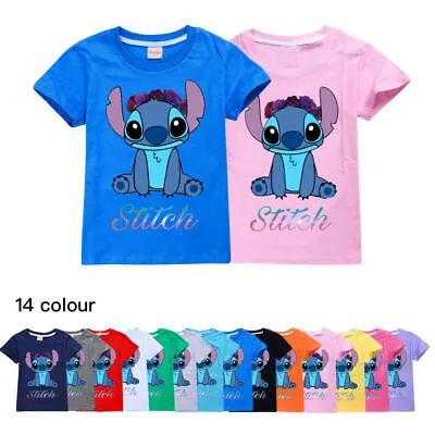 Buy Disney Lilo And Stitch Ohana Short Sleeve 100% Cotton T-shirt Tee Tops Gift UK • 10.24£