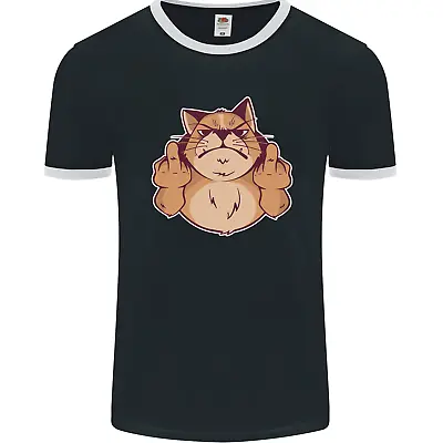 Buy Grumpy Cat Finger Flip Offensive Funny Mens Ringer T-Shirt FotL • 11.99£