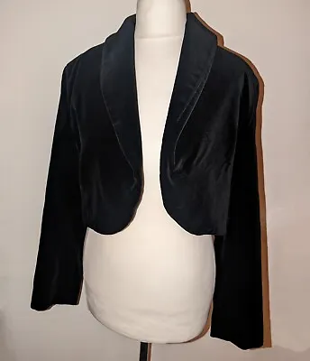 Buy Vintage Monsoon Twilight Black Velvet Cropped Jacket Blazer Size 14 Formal 90s  • 29.99£