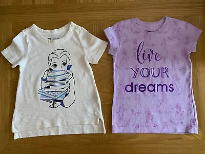 Buy Two Girls Disney Princess T-Shirts - 5 Years - Excellent Condition • 3.49£