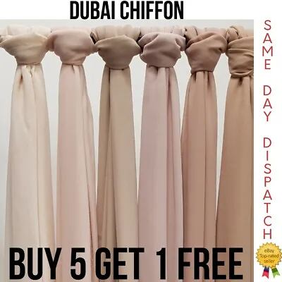 Buy High Quality Plain Chiffon Hijab Scarf Shawl Wrap Soft Georgette Dubai Elegant • 4.25£