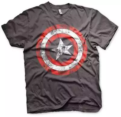 Buy Captain America Distressed Shield Unisex Charcoal T-Shirt • 10.04£