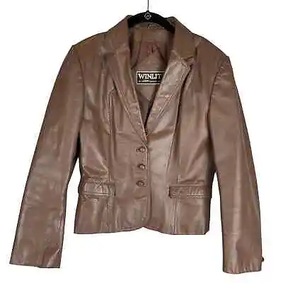 Buy Vintage Winlit Brown Leather Fitted Short Leather Jacket  • 46.30£