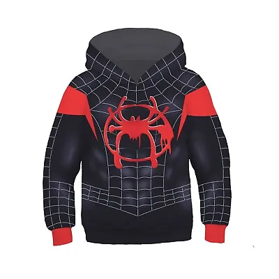 Buy Spiderman Into The Spider Verse Miles Morales Cosplay Kids Hoodie Jacket Gift • 14.99£