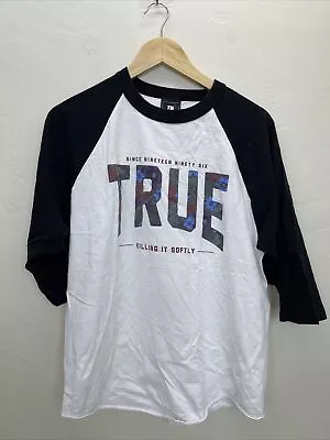 Buy Womens True Floral 2 Raglan T-Shirt White/Black Sz L • 11£