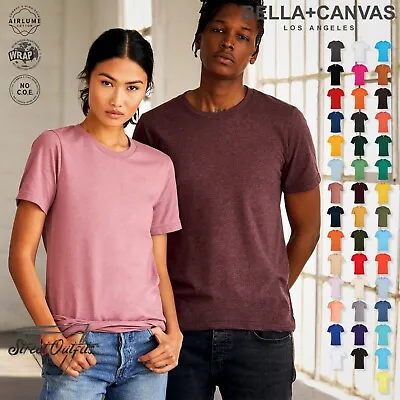 Buy Mens Plain T-Shirt Crew Round Neck Short Sleeve Top Bella Canvas Cotton Tshirt • 9.45£