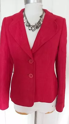 Buy STYLISH Worn Once * PLANET * Red * WOVEN Fitted WOOL JACKET 10 • 8.99£