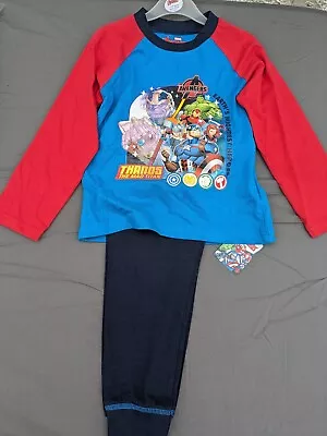 Buy NEW! Marvel Avengers Boys Pyjama 2 Piece Set Blue Long Sleeve Cotton • 8.99£