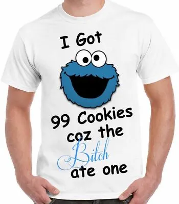 Buy Cookie Monster T Shirt 99 Cookies Funny Rude 100% Retro Gift White S- 3xl   • 6.83£