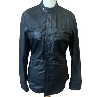 Buy Barneys Originals Mens Black Leather Shirt Jacket Size S • 49.99£