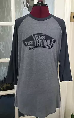 Buy Vans Off The Wall Mens 3/4 Sleeve Grey Slate Blue T-shirt   Medium        #792 • 12.99£