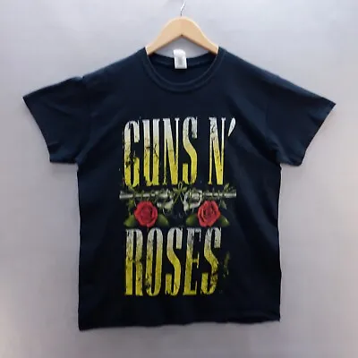 Buy Guns And Roses TShirt Medium Dark Blue Spell Out Graphic Print Music Mens • 11.99£
