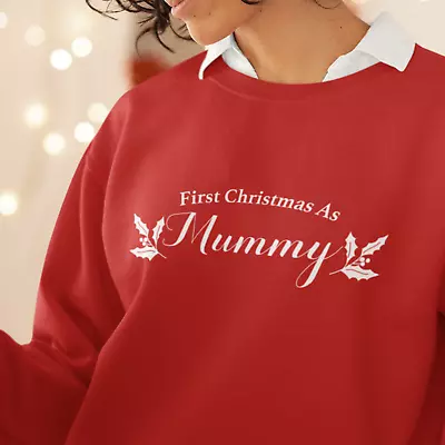 Buy First Christmas As Mummy Jumper - Mum Mother Xmas Festive Holly Sweatshirt Gifts • 18.99£