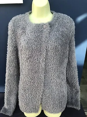 Buy Viz A Viz Soft Woolly Grey Cardigan Jacket Size 12 Worn Once • 10£