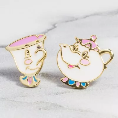 Buy Official Disney Beauty And The Beast Mrs Potts And Chip Gold Plated Stud Earring • 39.99£