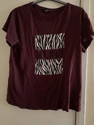 Buy Ladies Burgundy/tiger Print New Look T-shirt Size 24 • 6.50£