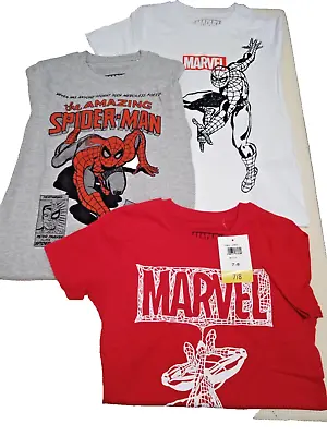 Buy Boys T-Shirts X3 Pack  Marvel Spider-Man Organic Cotton 3x Tops 7/8 Years • 11.49£