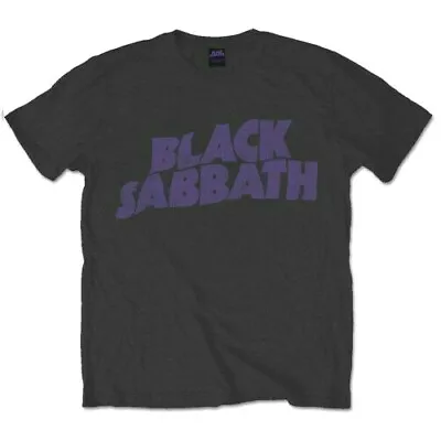 Buy Official Black Sabbath T Shirt Wavy Logo Black Classic Rock Metal Band Tee Ozzy • 14.94£