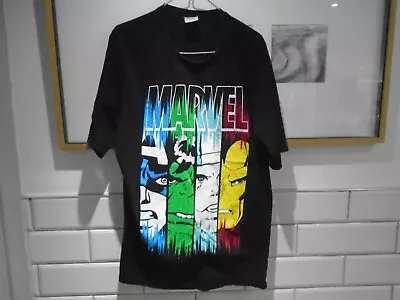 Buy MARVEL COMICS T-shirt MEDIUM Black Iron Man Thor Capt America Hulk Official Marv • 10£