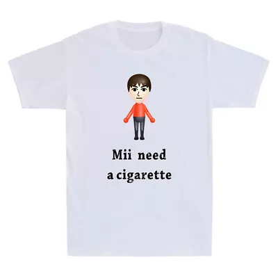 Buy Mii Need A Cigarette Funny Cartoon Characters Humor Quote Vintage Men's T-Shirt • 15.99£