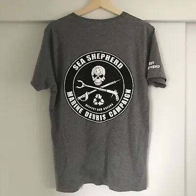 Buy Sea Shepherd MARINE DEBRIS CAMPAIGN T-Shirt Mens - SIZE Small S Grey Unisex • 25.14£