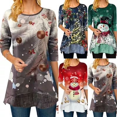 Buy Women Long Sleeve Blouse Christmas 3D Snowman Pullover Ladies Xmas T-Shirt Tops • 7.79£
