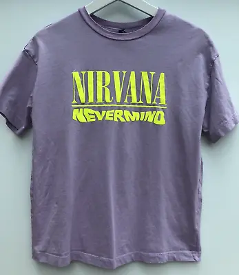 Buy NIRVANA Nevermind T Shirt Lilac Purple Short Sleeve H & M Small/XS • 19.99£